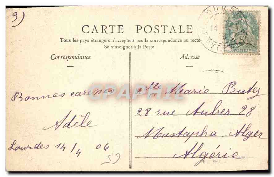 CPA Lourdes Apparition de la Vierge a Bernadette  — Verso