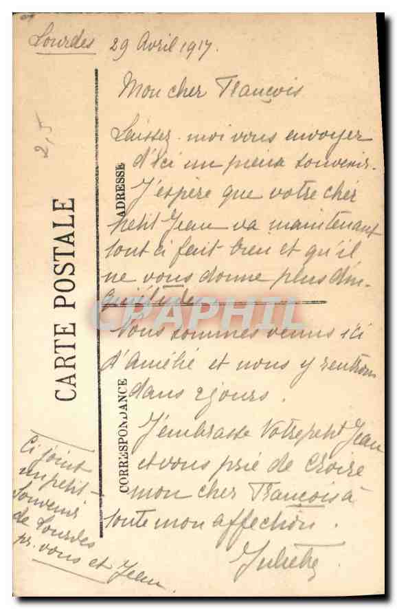 Lourdes — Vue vers le Château — Hôtel de la Côte — Rückseite
