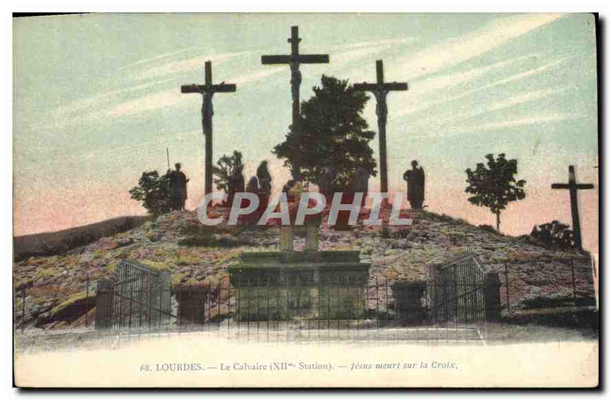 CPA Lourdes Le Calvaire XII Station 