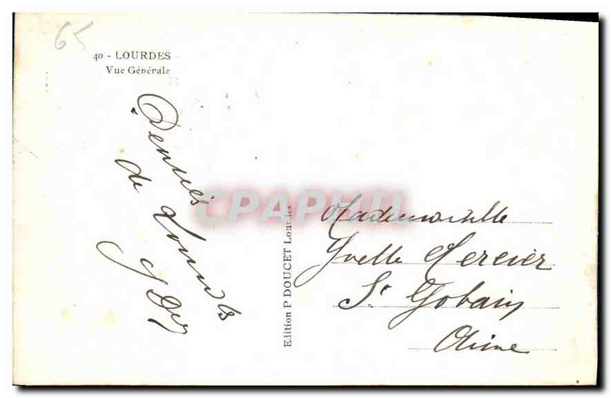 CPA Lourdes Vue generale  — Verso