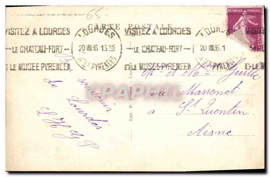 CPA Lourdes La Basilique et la Vierge Couronnee  — Verso