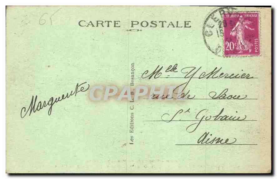 CPA Sites Pittoresques de Franche Comte Consolation La Grotte de N D de la Lourdes dans le parc de l — Rückseite