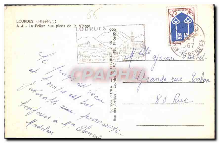 CPA Lourdes Htes Pyr La Priere aux pieds de la Vierge  — Verso