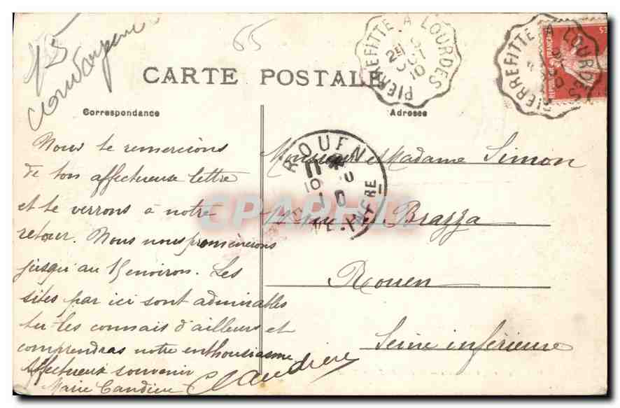CPA Cauterets Vignemalle Labasse et la Sebe  — Rückseite