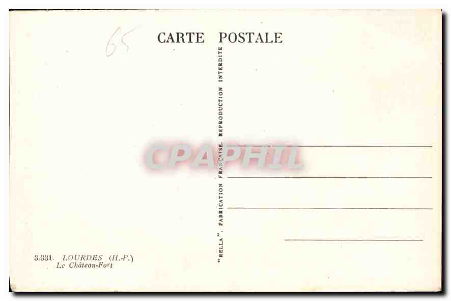 CPA Lourdes H P Le Chateau Fort  — Verso
