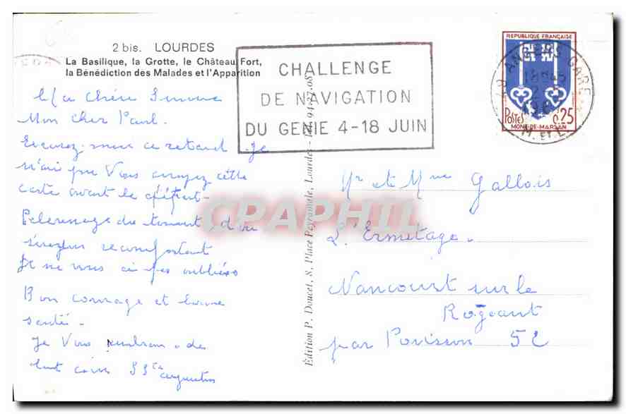 CPA Souvenir de Lourdes La Basilique la Grotte le Chateau Fort la Benediction des Malades et l'Appar — Verso