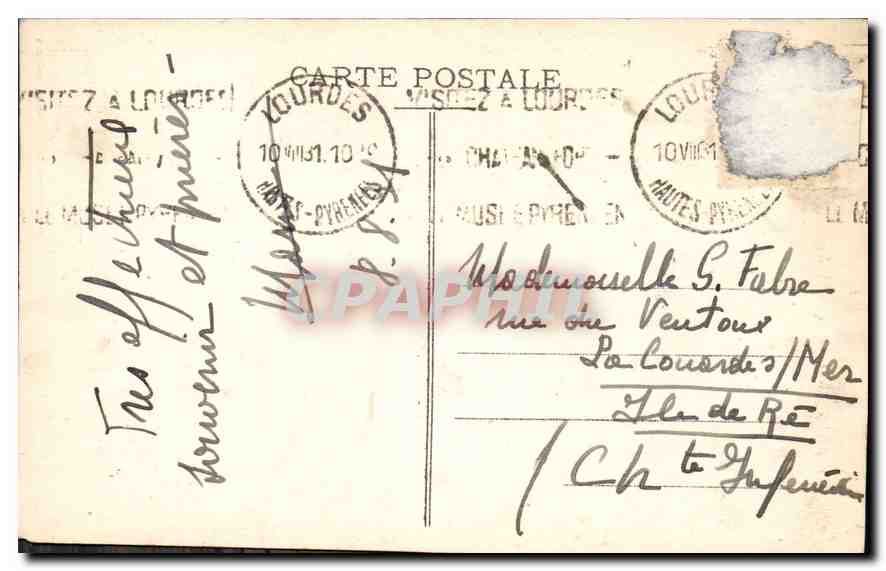 CPA Lourdes Hautes Pyrenees La Basilique et le Rosaire  — Rückseite