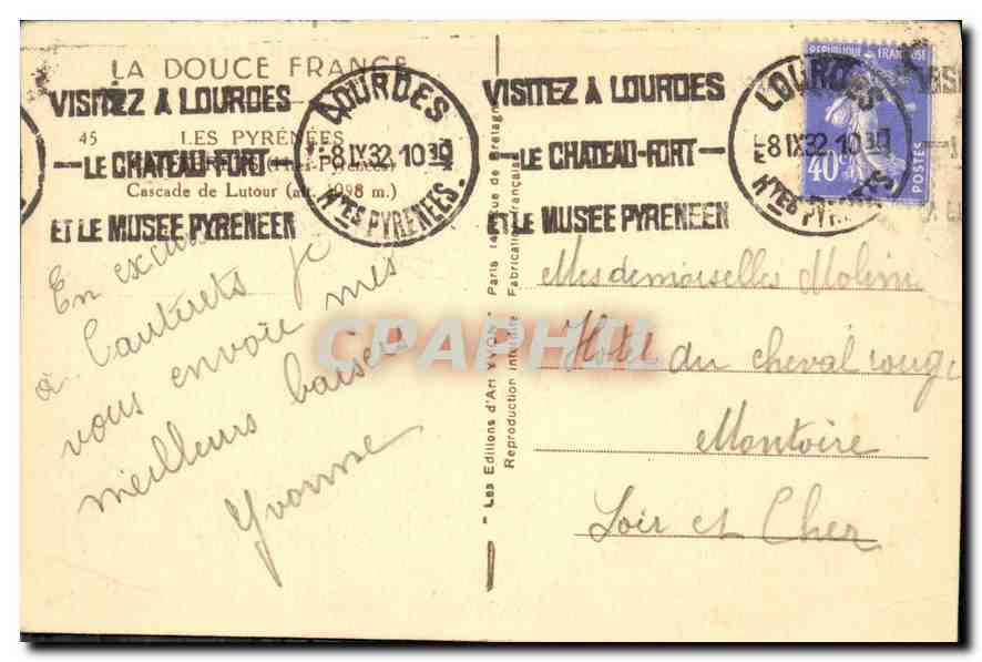 CPA La Douce France Les Pyrenes Cascade de Lutour  — Rückseite
