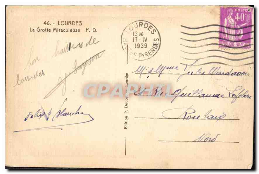 CPA Loudres La Grotte Miraculeuse  — Verso