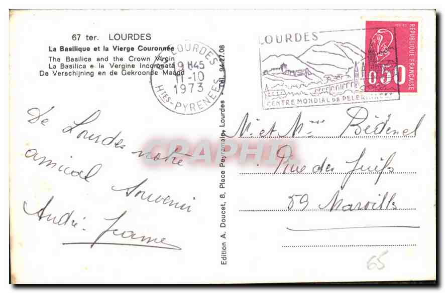 CPA Lourdes La Basilique et la Vierge Couronnee  — Rückseite