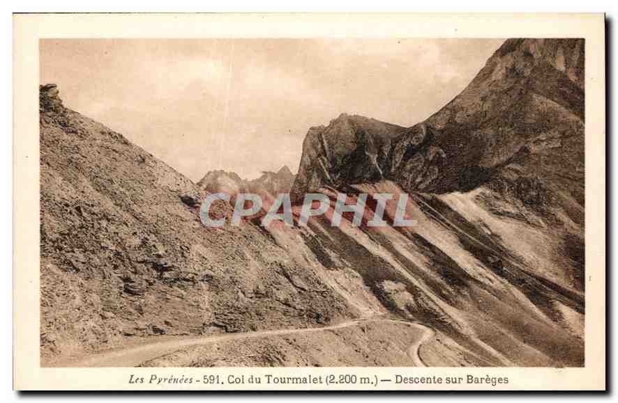 CPA Les Pyrenees Col du Tourmalet Descente sur Bareges 