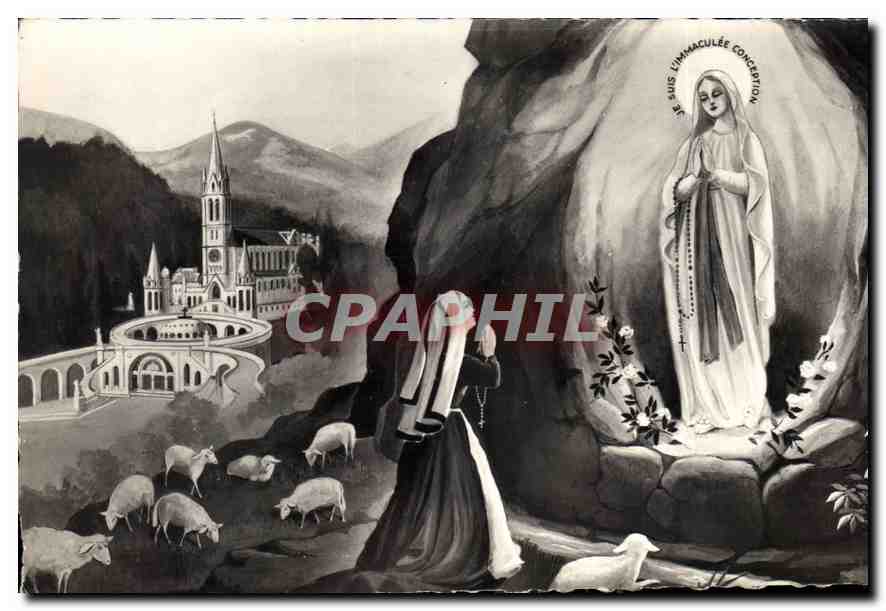 CPA Lourdes L'Apparition 