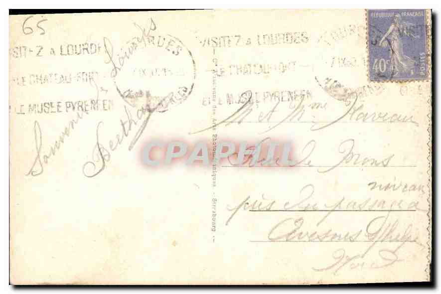 CPA Lourdes La Basilique et le Gave  — Verso