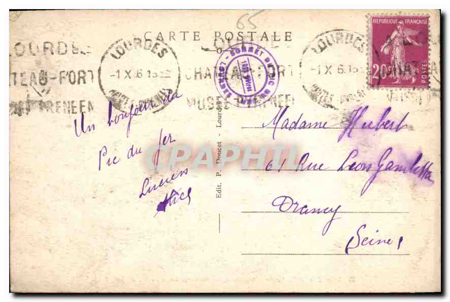 CPA Lourdes La Vallee d'Argeles et les Pyrenees vues du Pic du Jer  — Verso