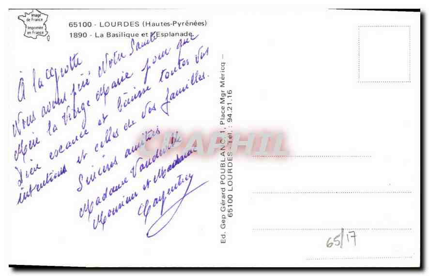CPA Lourdes Hautes Pyrenees La Basilique et l'Esplanade  — Verso