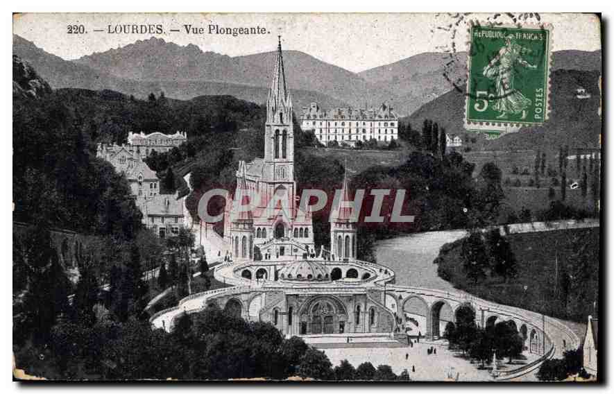 CPA Lourdes Vue plongeante 