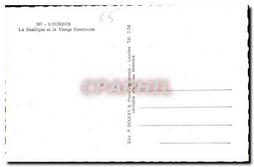 CPA Lourdes La Basilique et la Vierges Couronnee  — Verso