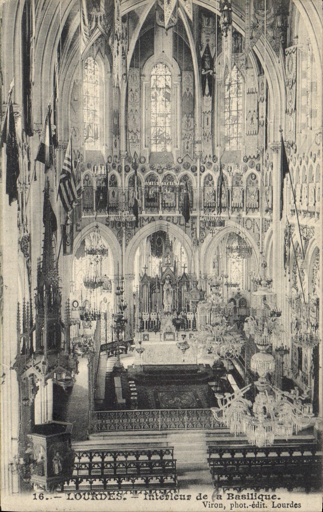 Lourdes — Intérieur de la Basilique — Viron, phot.-édit. Lourdes