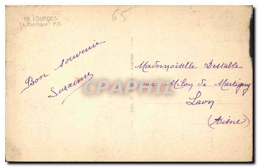 CPA Lourdes La Basilique  — Verso