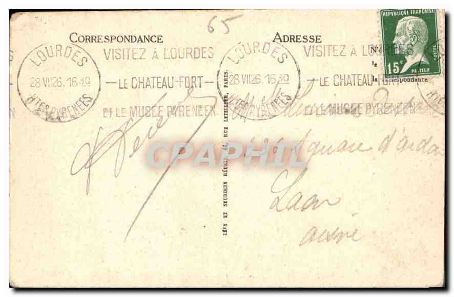 CPA Lourdes La Basilique et le Colvaire Breton  — Rückseite