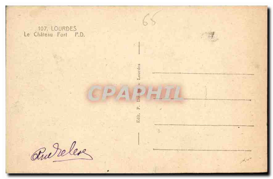 CPA Lourdes Le Chateau Fort  — Verso
