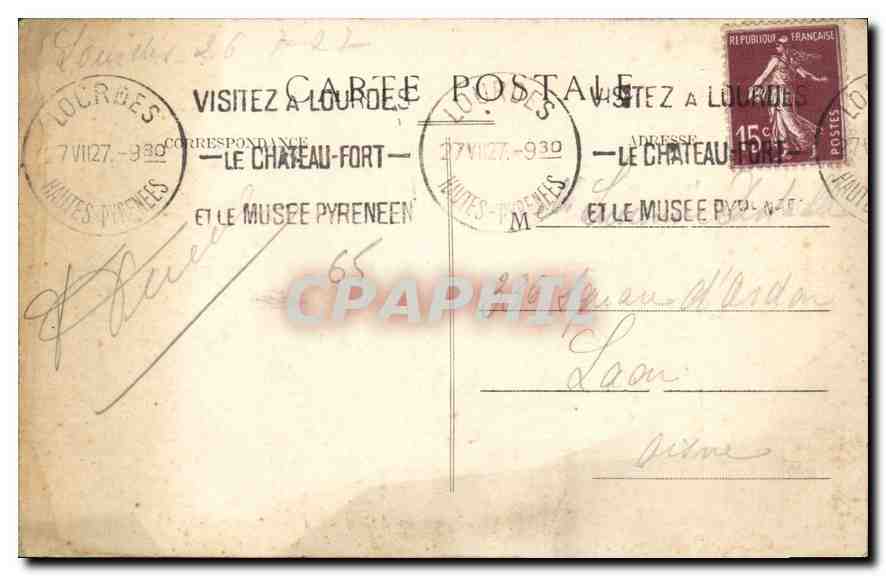 CPA Lourdes Entree de la Crypte  — Verso