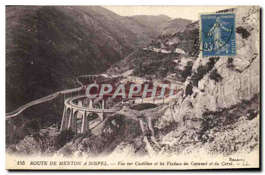 CPA Route de Menton a Sospel Vue sur Castillon et les Viaducs du Caramel et du Caret 