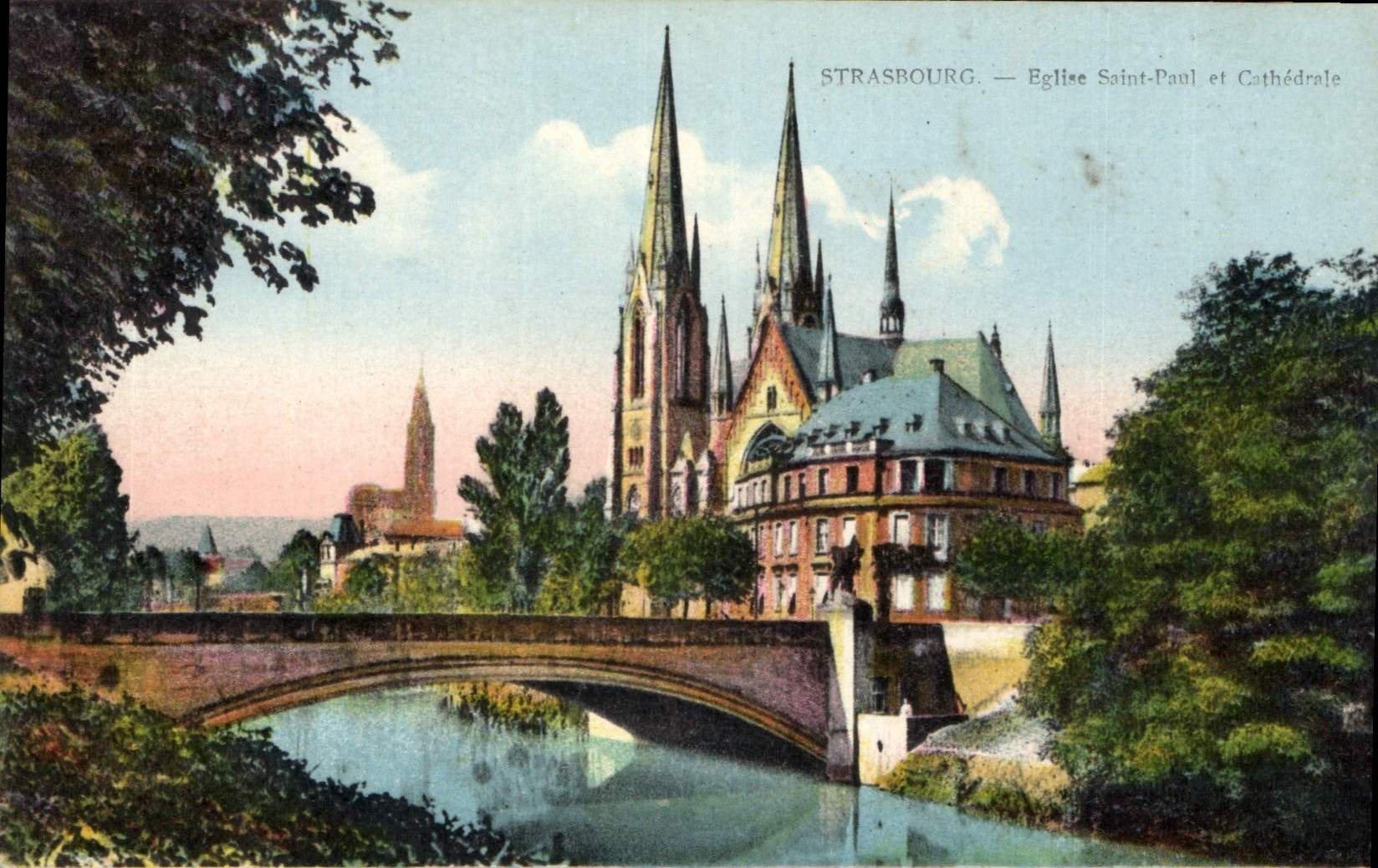 CPA Strasbourg Eglise Saint Paul et Cathedrale 