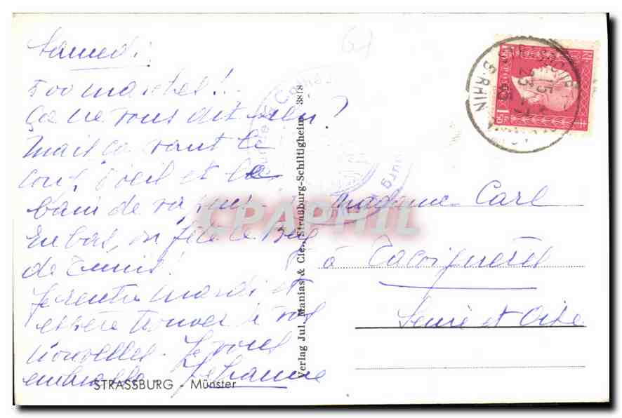 CPA Strasbourg Munster  — Verso