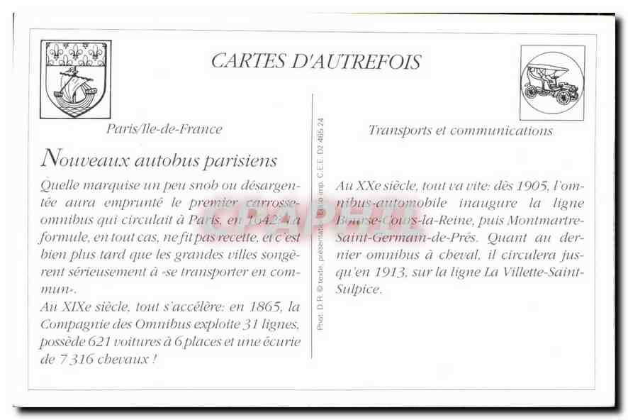 Les nouveaux autobus parisiens — Compagnie Générale des Omnibus, ligne 73 — éditeur B.I.D. — Rückseite