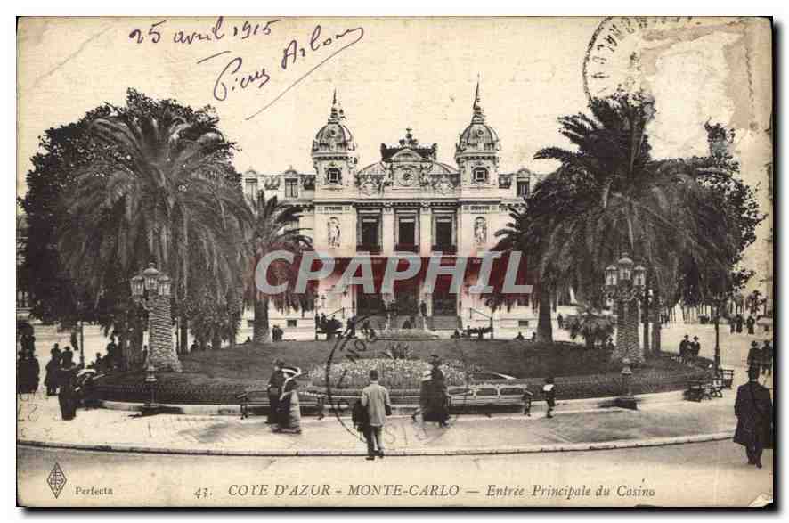 CPA Cote d'Azur Monte Carlo Entre Principale du Casino 
