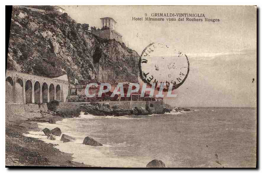 Hotel Miramare à Vintimiglia — vue depuis les Rochers Rouges — éditeur Grimaldi-Vintimiglia, n°9