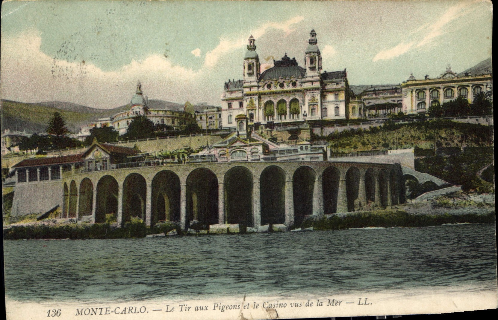 Monte-Carlo — Le Tir aux Pigeons et le Casino vus de la Mer — LL. N° 136