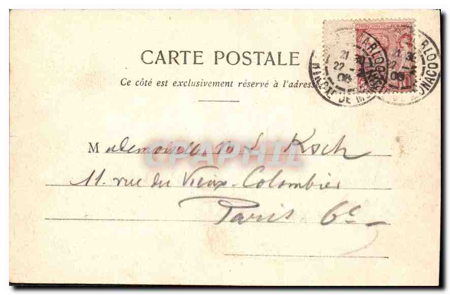 CPA Monte Carlo Casino et Jardins  — Rückseite