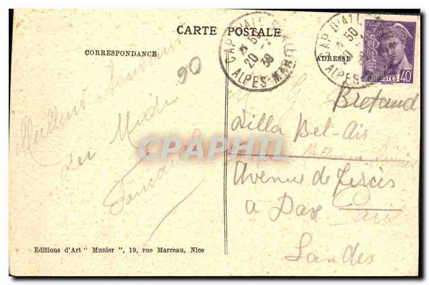 CPA Monte Carlo le Casino et le Cafe de Paris  — Rückseite