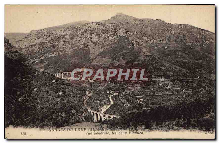 CPA Gorges du Loup Alpes Maritimes Ligne du Sud de la France vue generale les deux Viaducs 