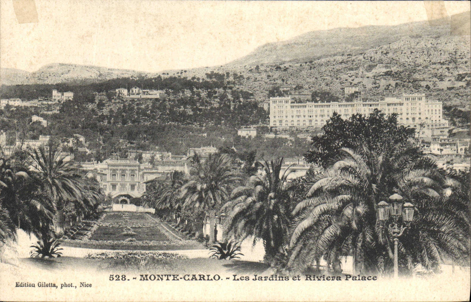 Monte-Carlo — Gardens and Riviera Palace — Edition Giletta, phot., Nice, n° 528