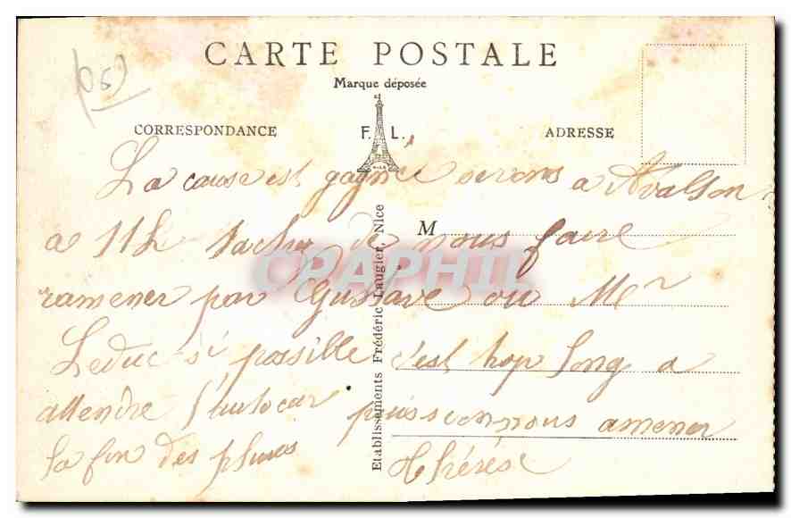 Monte-Carlo — Vue générale à travers les oliviers (Etude Artistique) — FL — Verso