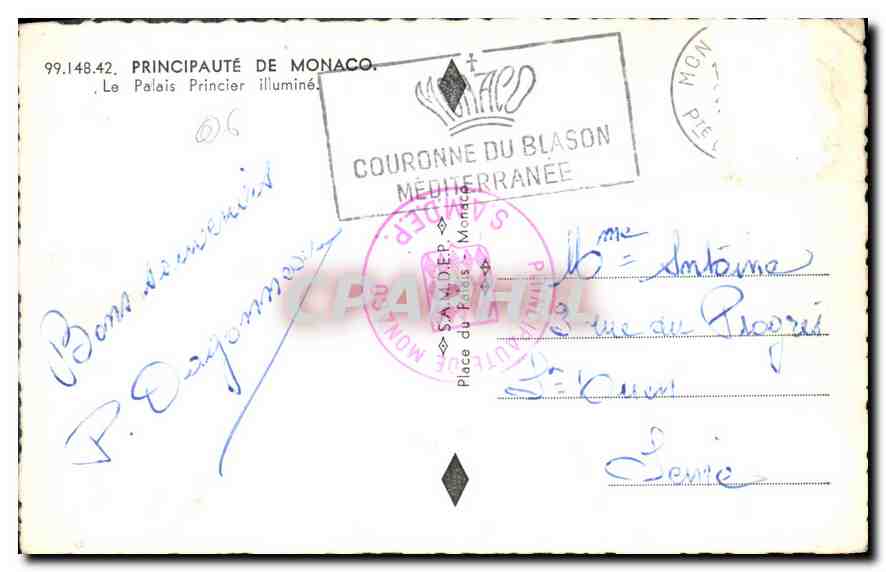CPA Principaute de Monaco le Palais Princier Illumine  — Rückseite