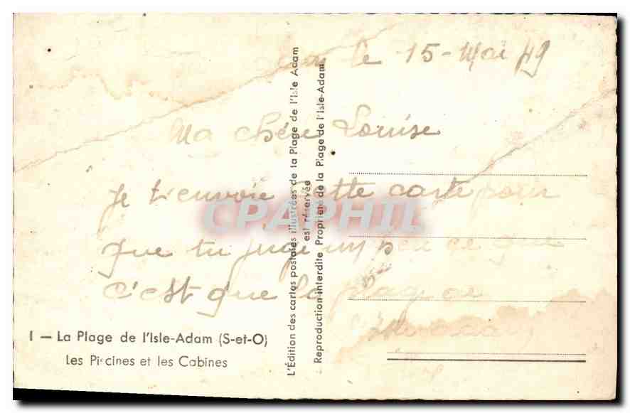 La Plage de l'Isle-Adam — Les Précines et les Cabines — Édition de l'Isle-Adam — Rückseite