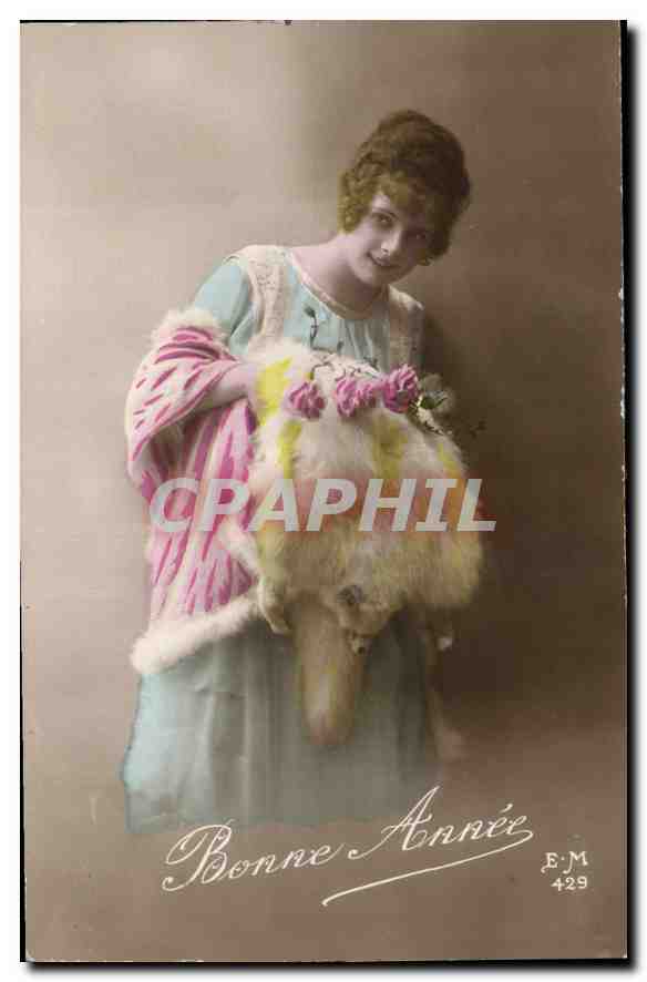 CPA Bonne Annee Femme