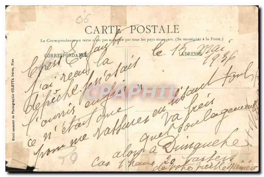 CPA Collection Artistique Menton la Ville et le Quai entre les  — Rückseite
