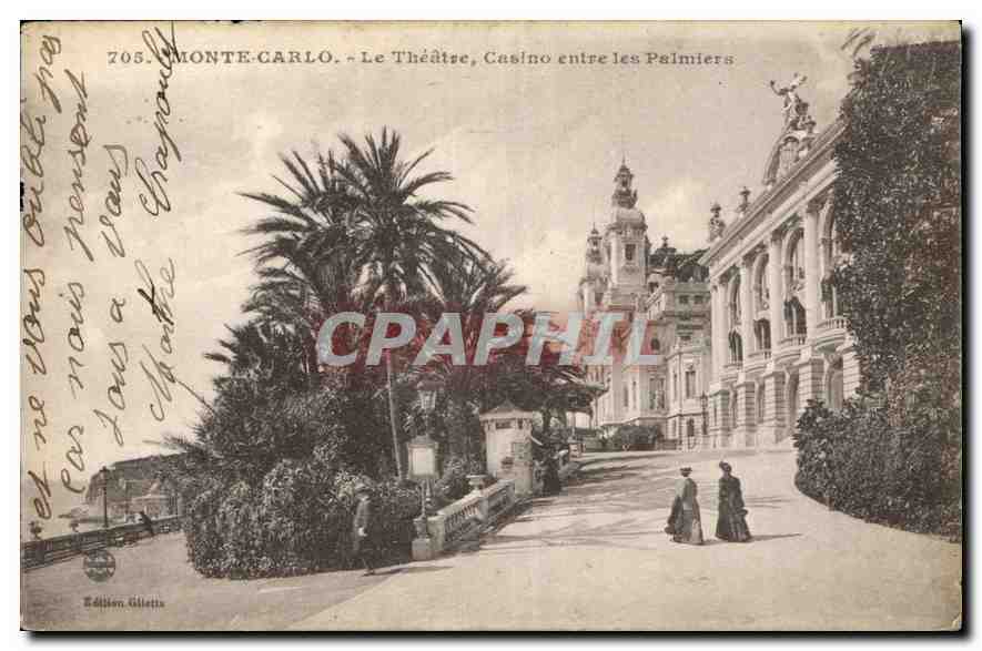 Monte-Carlo - Le Théâtre, Casino entre les Palmiers — Édition Gilletta, n° 705