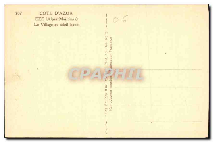 CPA Cote d'Azur Eze Alpes Maritimes le Village au Soleil Levant  — Back