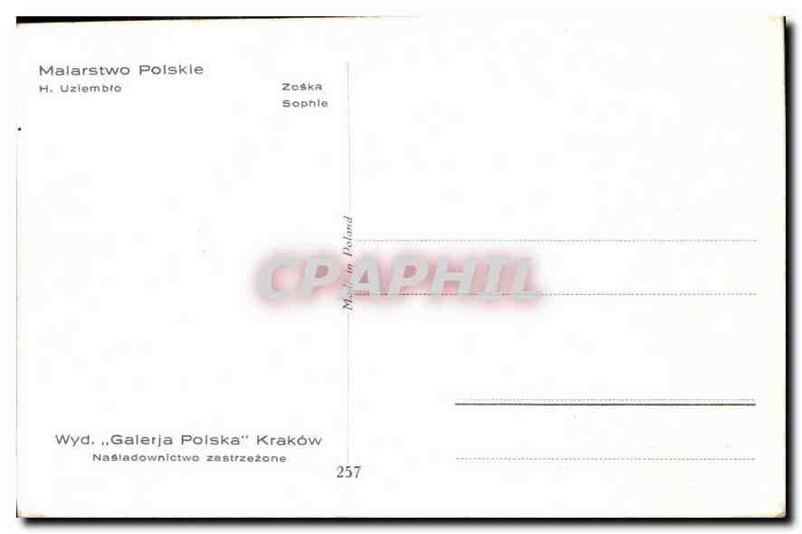 CPA Malarstwo Polskie H Uziembio  — Verso