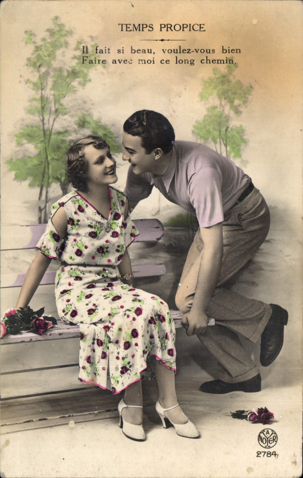 CPA Temps Propice Il Fait si beau voulez vous bien Faire avec moi ce long chemin Femme