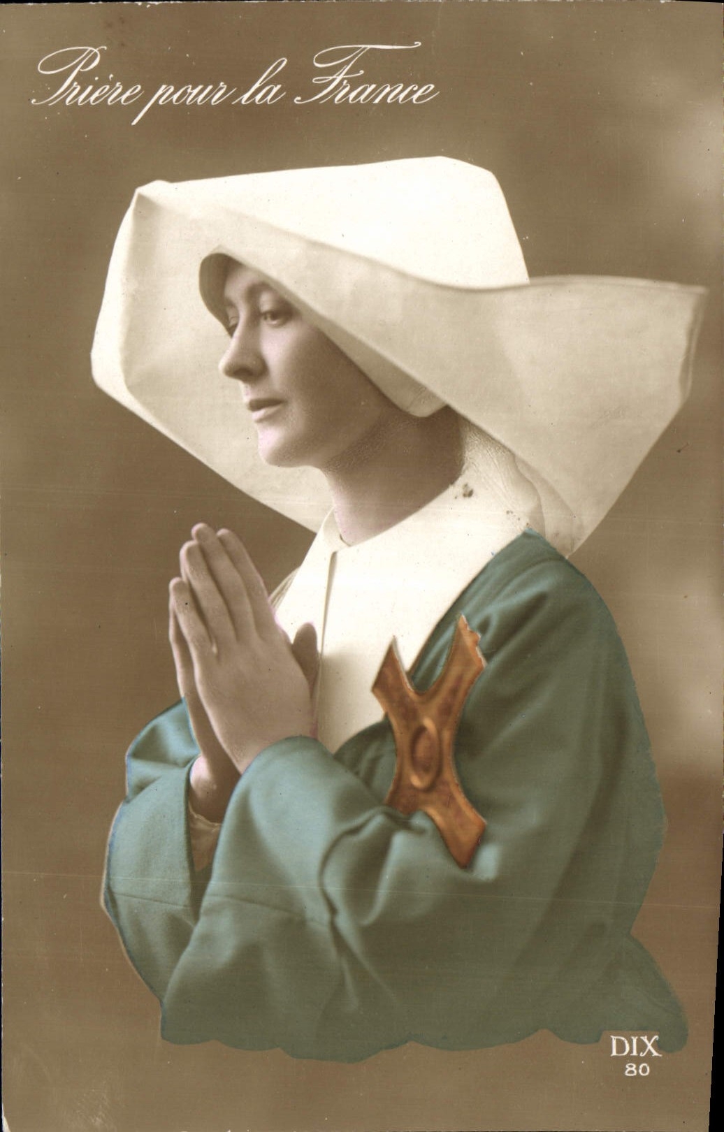CPA Priere Pour la France Religieuse Femme