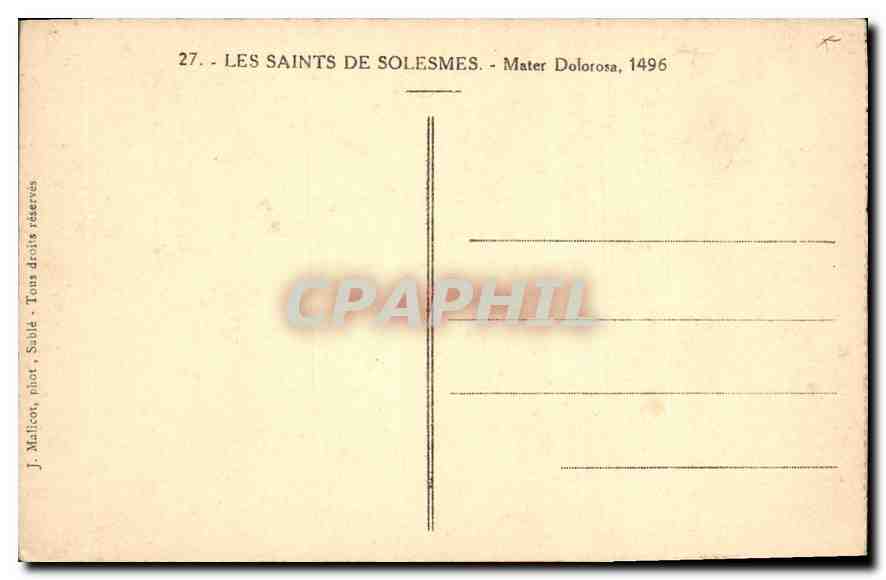 CPA Les Saints de Solesmes Mater Dolorosa 1496  — Rückseite
