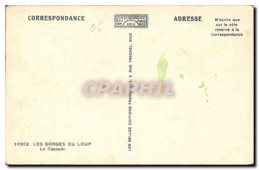 Les Gorges du Loup — La Cascade — Adia, n° 10972 — Verso