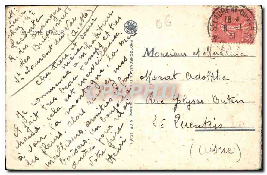 CPA Nice Le Mont Boron et l'Entree du Port  — Rückseite